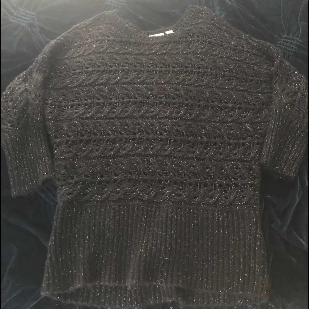 Sweater crochet black and tinsel. L